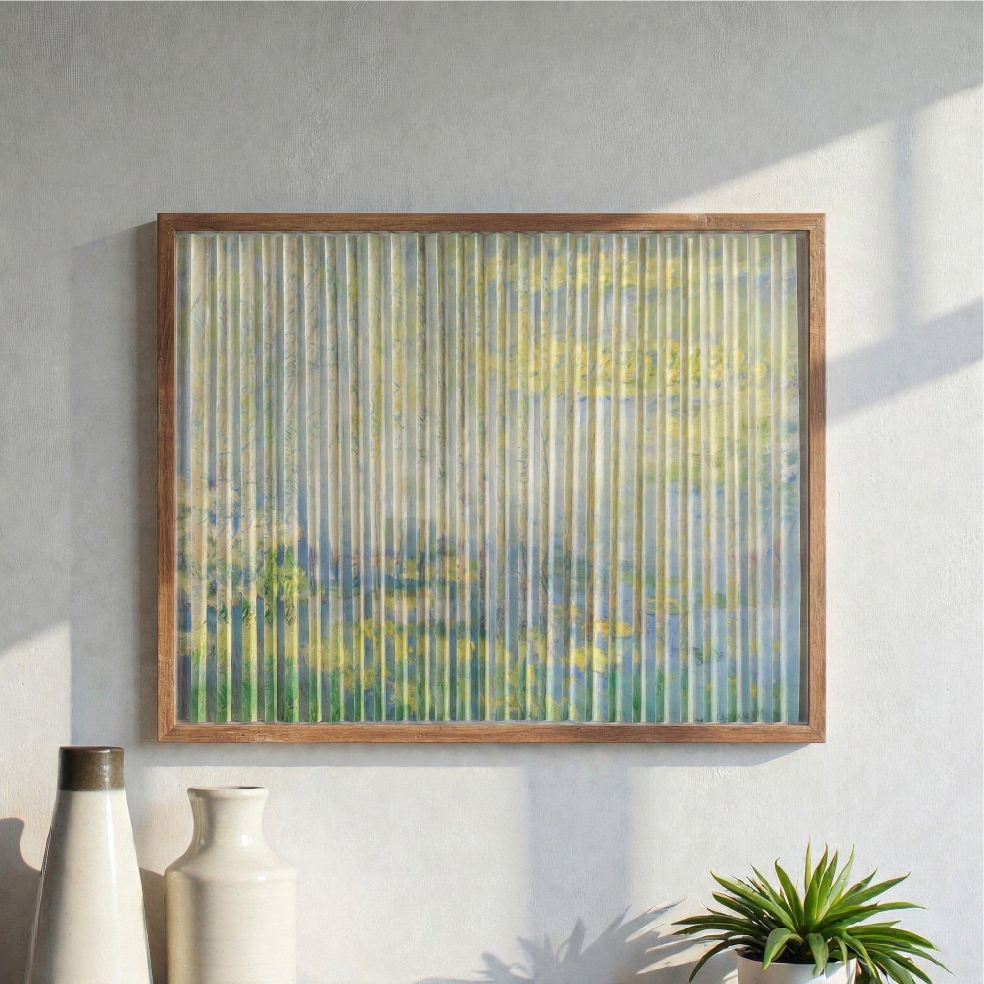 Double Sided Framed Wall Art Claude Monet Water Lililes The Willows Inspired Shadow Box Decor For Living Room Or Office