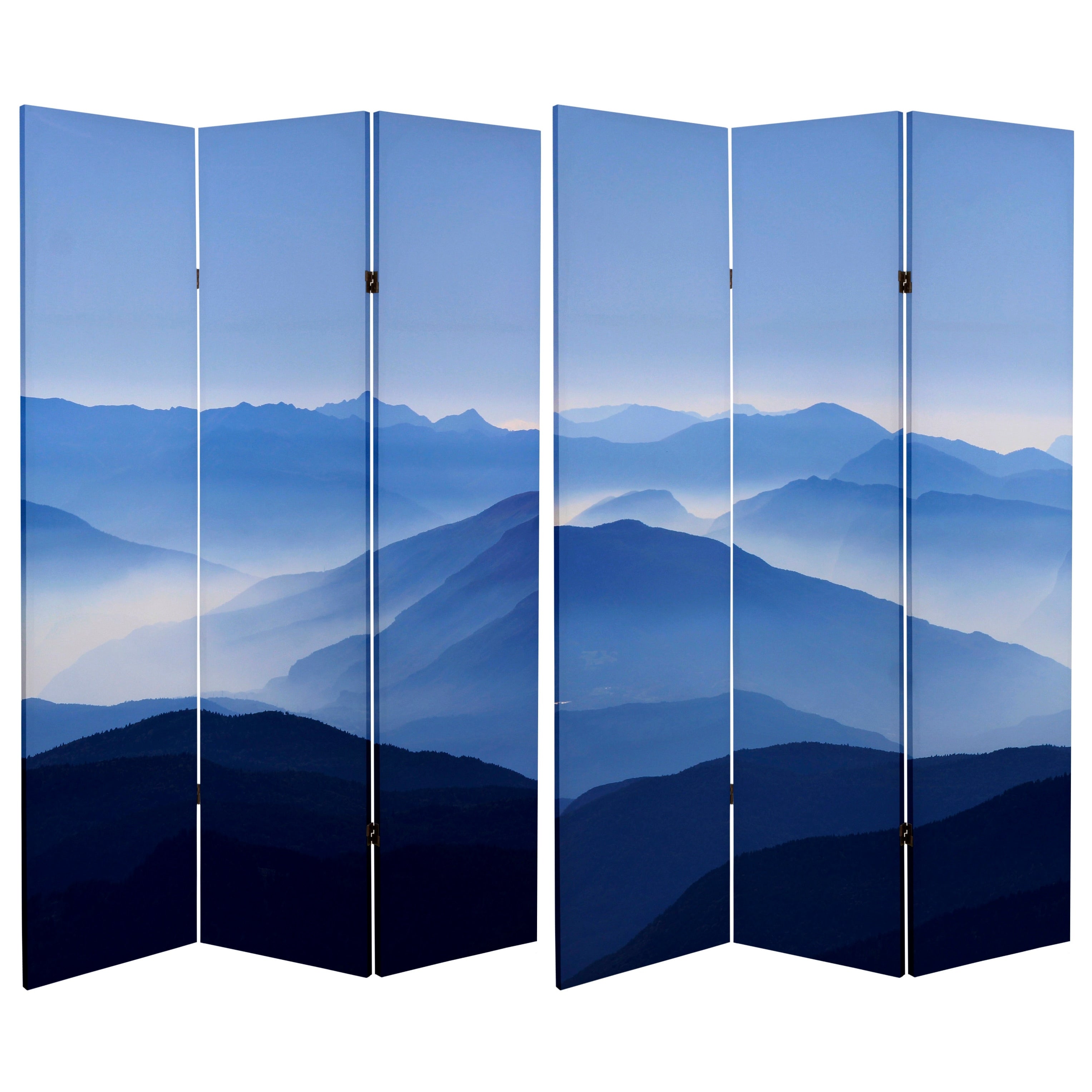 Double Sided Misty Mountain 6 Foot Tall Canvas Room Divider