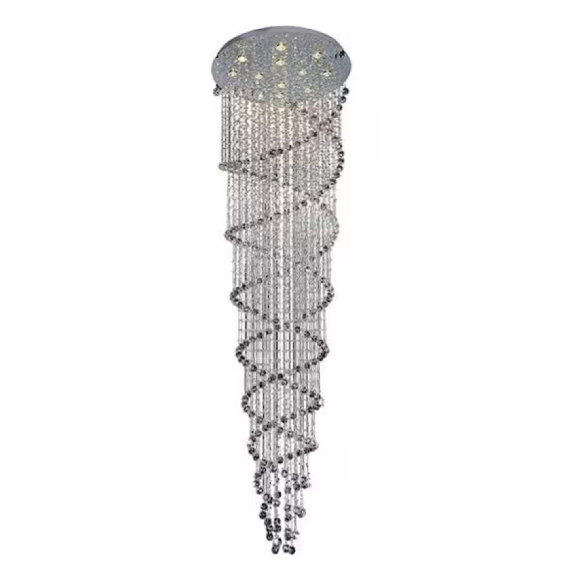 Double Spiral Collection 12 Light Crystals And Chrome Finish Stainless Steel Flush Mount