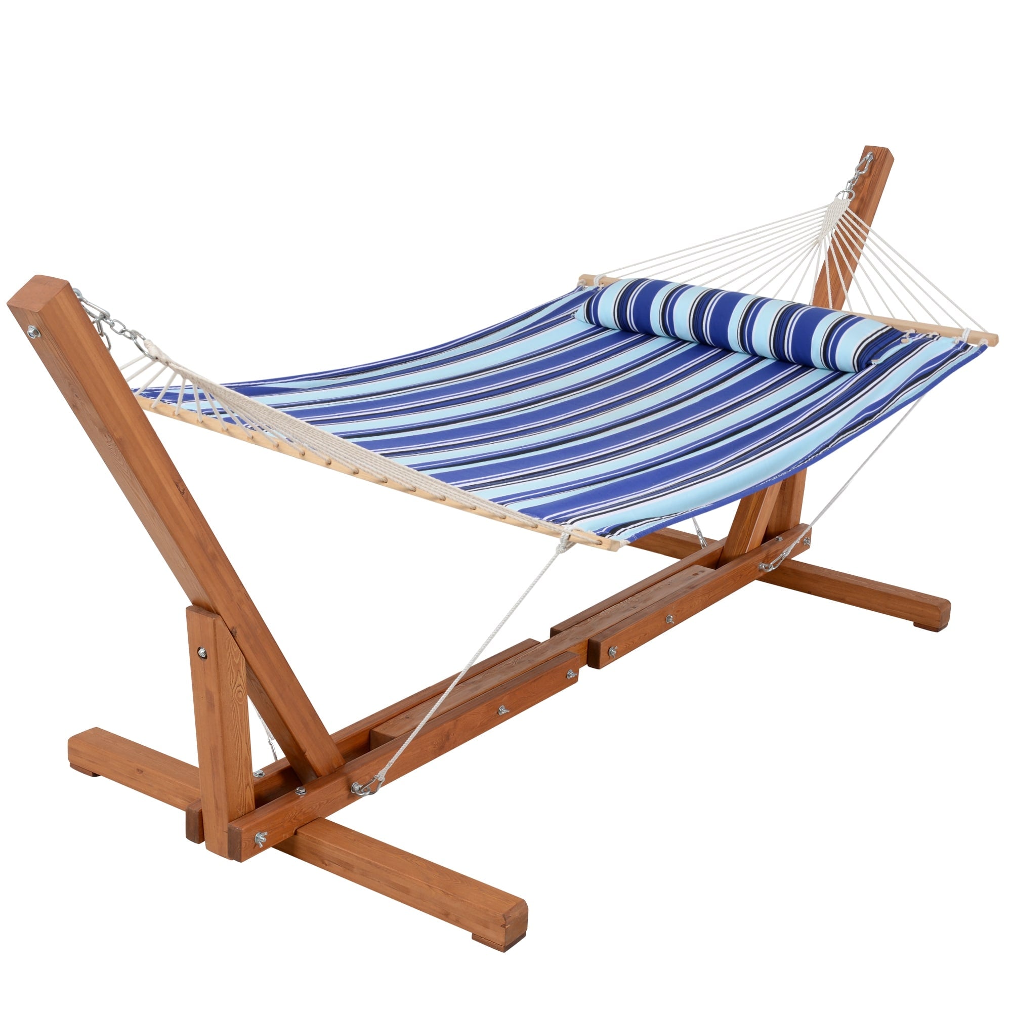 Double Spreader Bar Hammock With 12 14 Foot Adjustable Wooden Hammock Stand 164 55.1 53 In