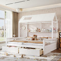 Double Twin Platform Bed With Storage Shelves Drawers And Playhouse Design