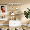 Double Door Four Layer Cabinet Style Storage Cabinet Display Cabinet Wine Cabinet With Remote Controlled Lights Adjustable Feet