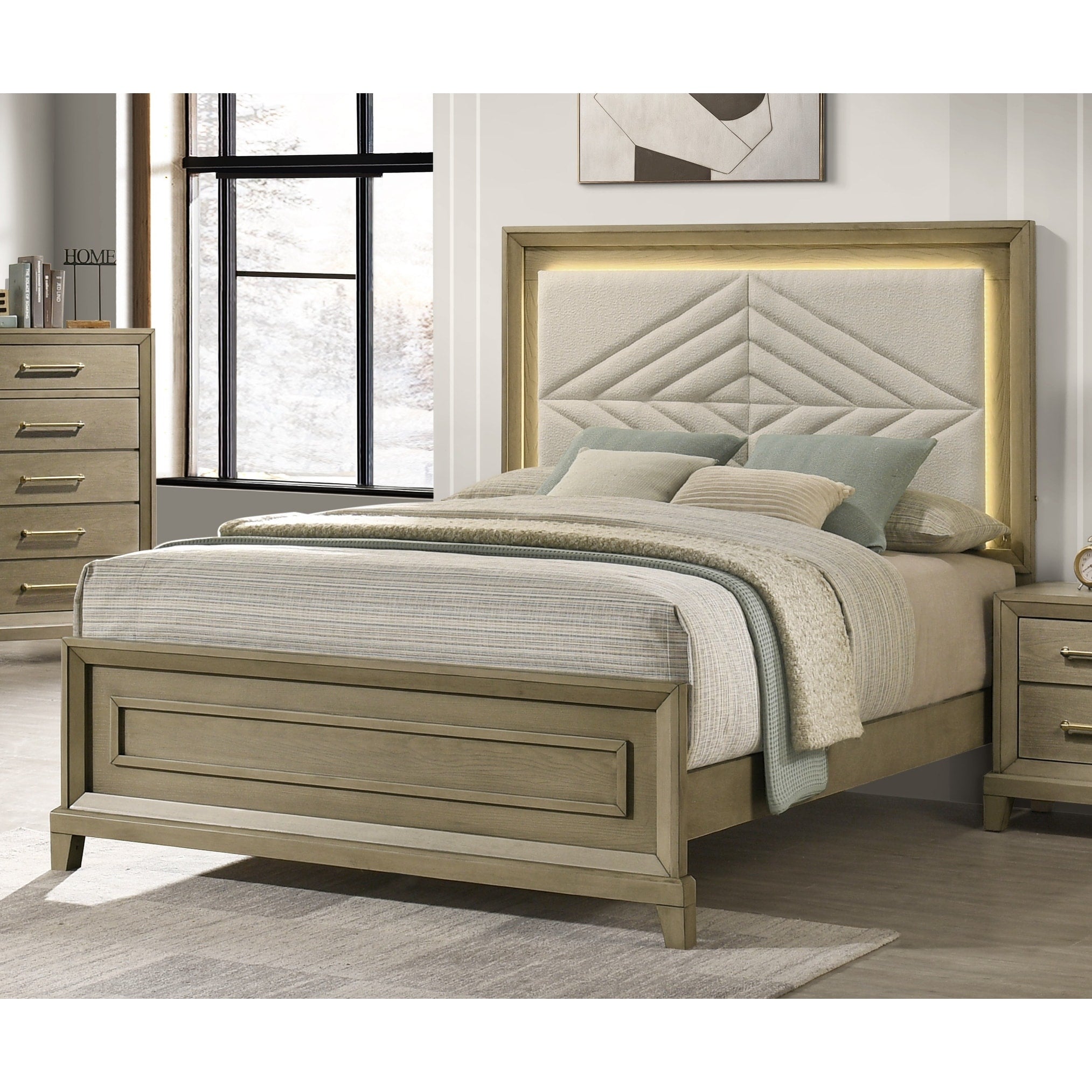 Dove Collection Upholstered Led Bed