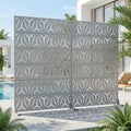 Dovelina Outdoor Freestanding Metal Privacy Screen Decorative Garden Fence Set Of 2