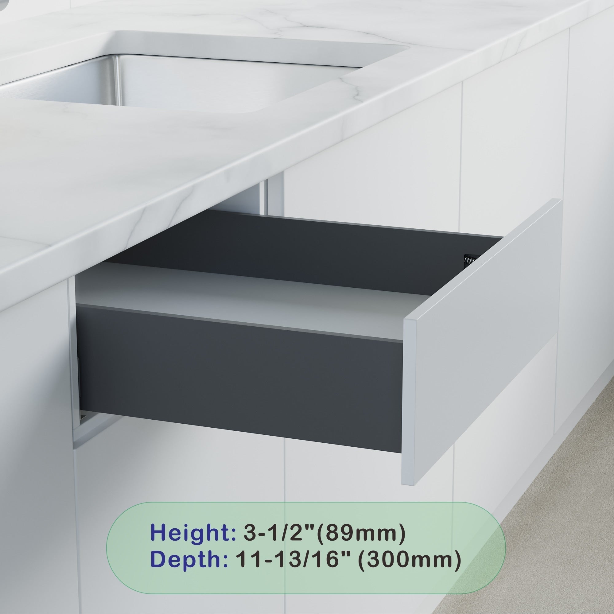 Dowell 3.5 Universal Slim Metal Drawer Sides And Slides Kit