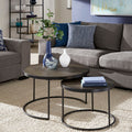 Downing Black Finish Round Nesting Coffee Table With Faux Stingray Top By Inspire Q Modern