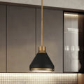 Doyle 13 Inch 1 Light Natural Brass Pendant Light With Matte Black Metal Shade
