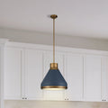 Doyle 18 Inch 1 Light Natural Brass Pendant Light With Matte Blue Metal Shade