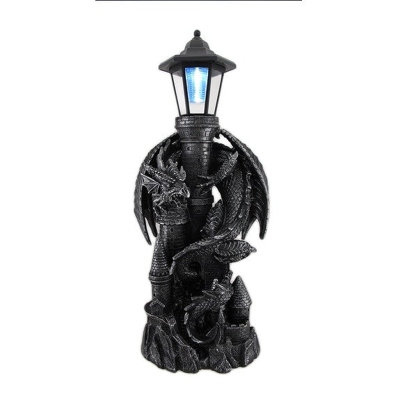 Dragon Keeper Of The Castle Light Solar Led Lantern Statue 21 X 8 X 7 Inches