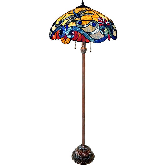 Chloe Dragonfly Design 2 Light Antique Bronze Floor Lamp
