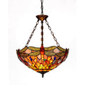 Chloe Tiffany Style Dragonfly Design 3 Light Inverted Pendant