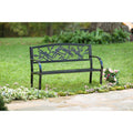 50 Inch Dragonfly Black Metal Garden Bench