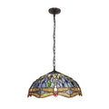 Dragonfly Tiffany Style 2 Light Antique Dark Bronze Ceiling Pendant 16 Shade