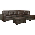 Drake Chocolate Brown Italian Leather Sectional Sofa And Ottoman