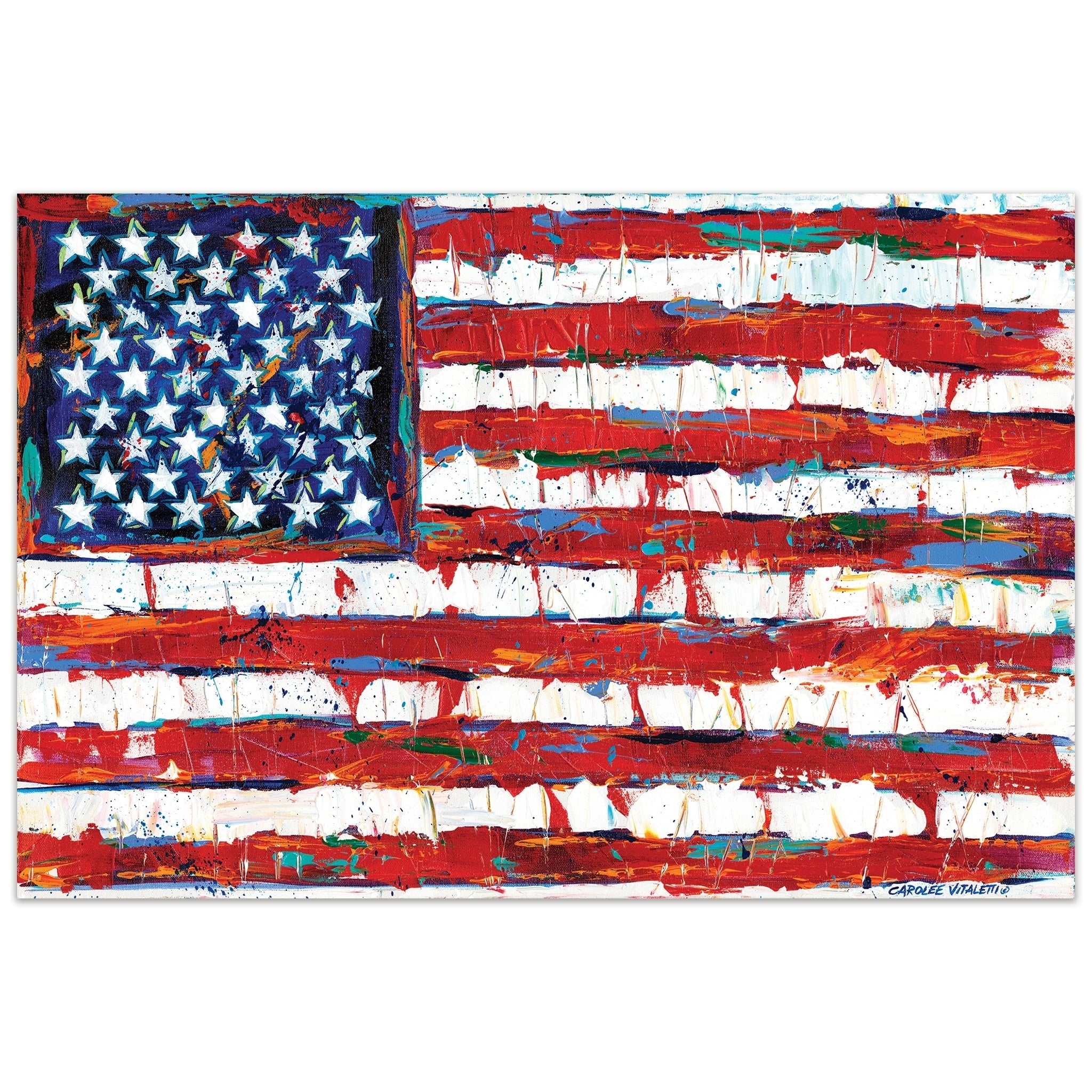 Dramatic Stars Stripes American Flag Wall Art On Tempered Glass