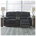 Draycoll Double Power Reclining Loveseat W Console Dark Gray 40 X 70 X 40