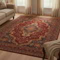 Couristan Old World Classics Kerman Medallion Burgundy Wool Area Rug 53 X 76