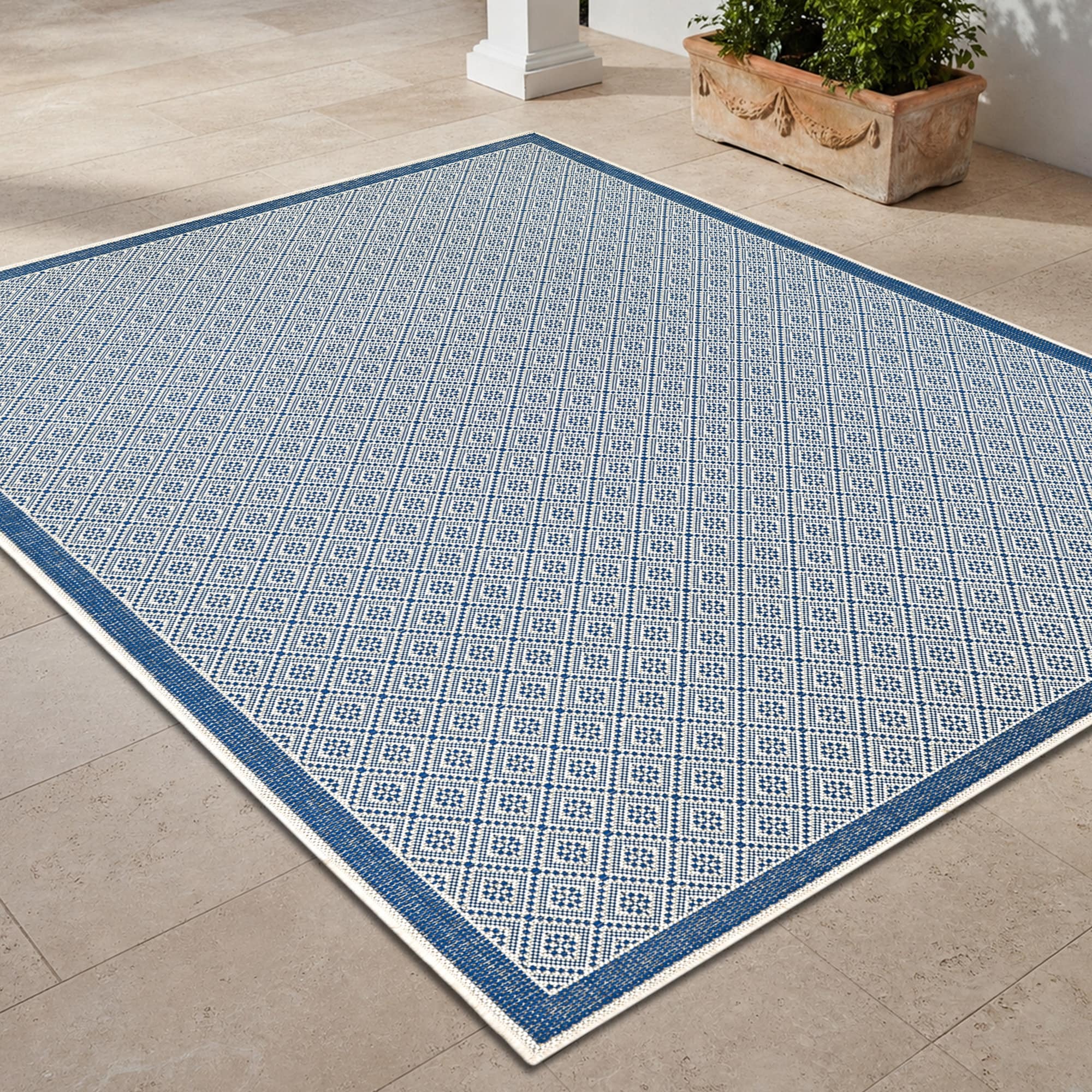 Samantha Kimberly Sand Blue Indoor Outdoor Area Rug 86 X 13
