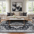 Serai Center Floral Medallion Gray Ivory Area Rug