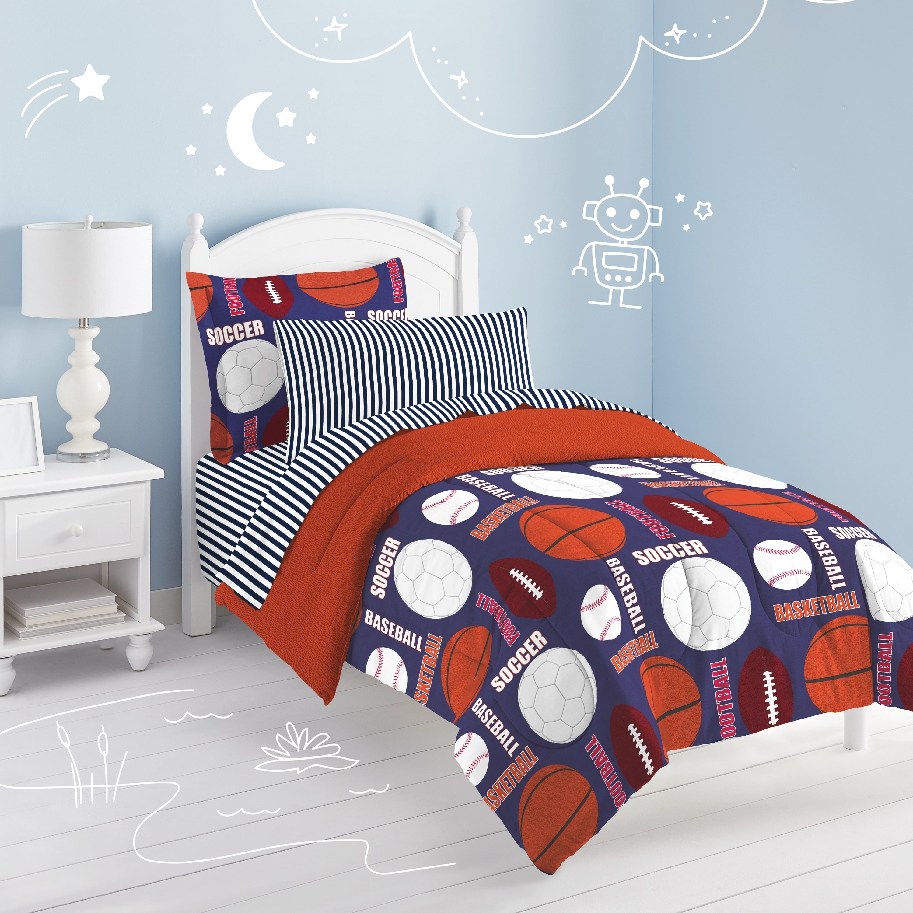 Dream Factory All Sports 7 Piece Bed In A Bag With Sheet Set