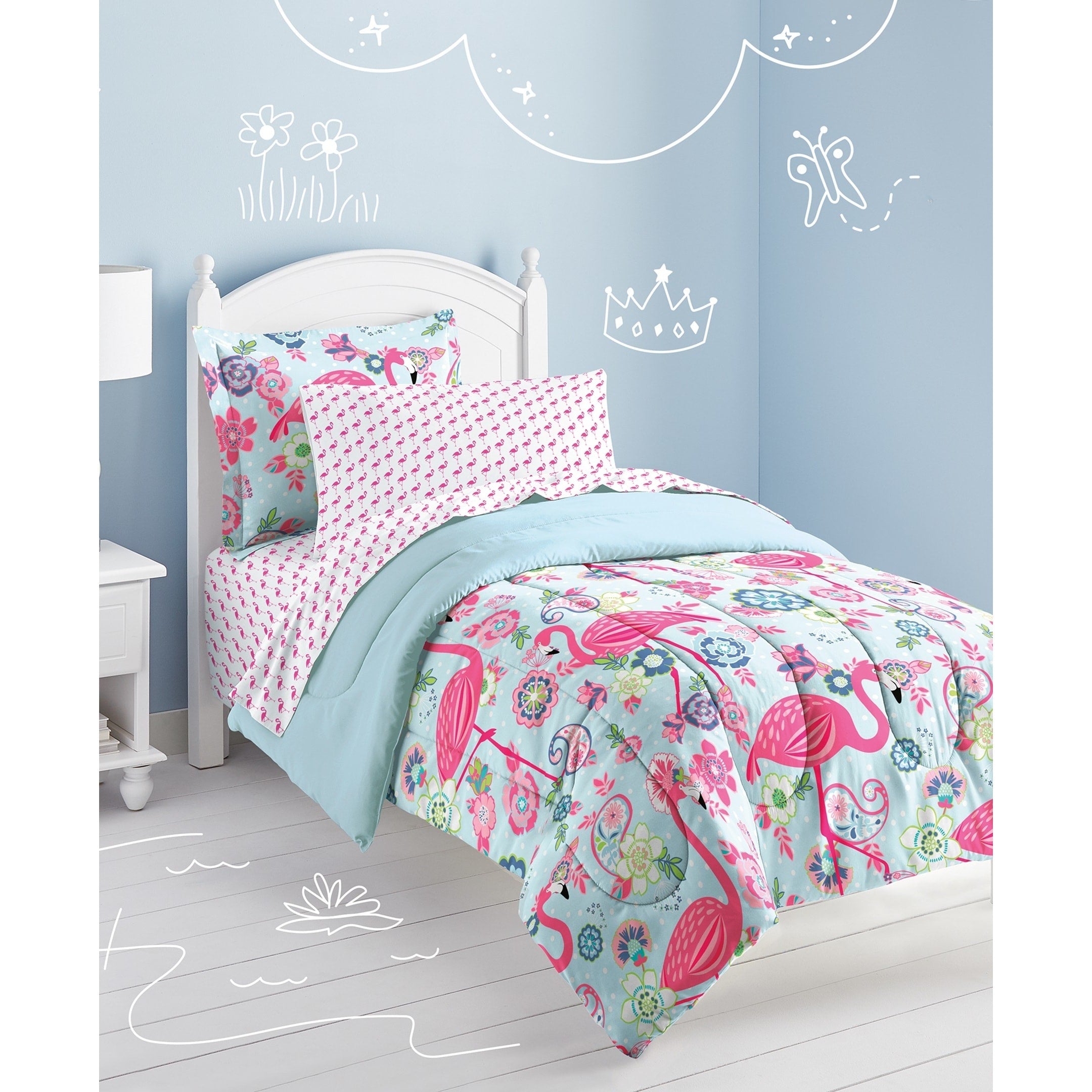 Dream Factory Flamingo 7 Piece Bed In A Bag With Sheet Set