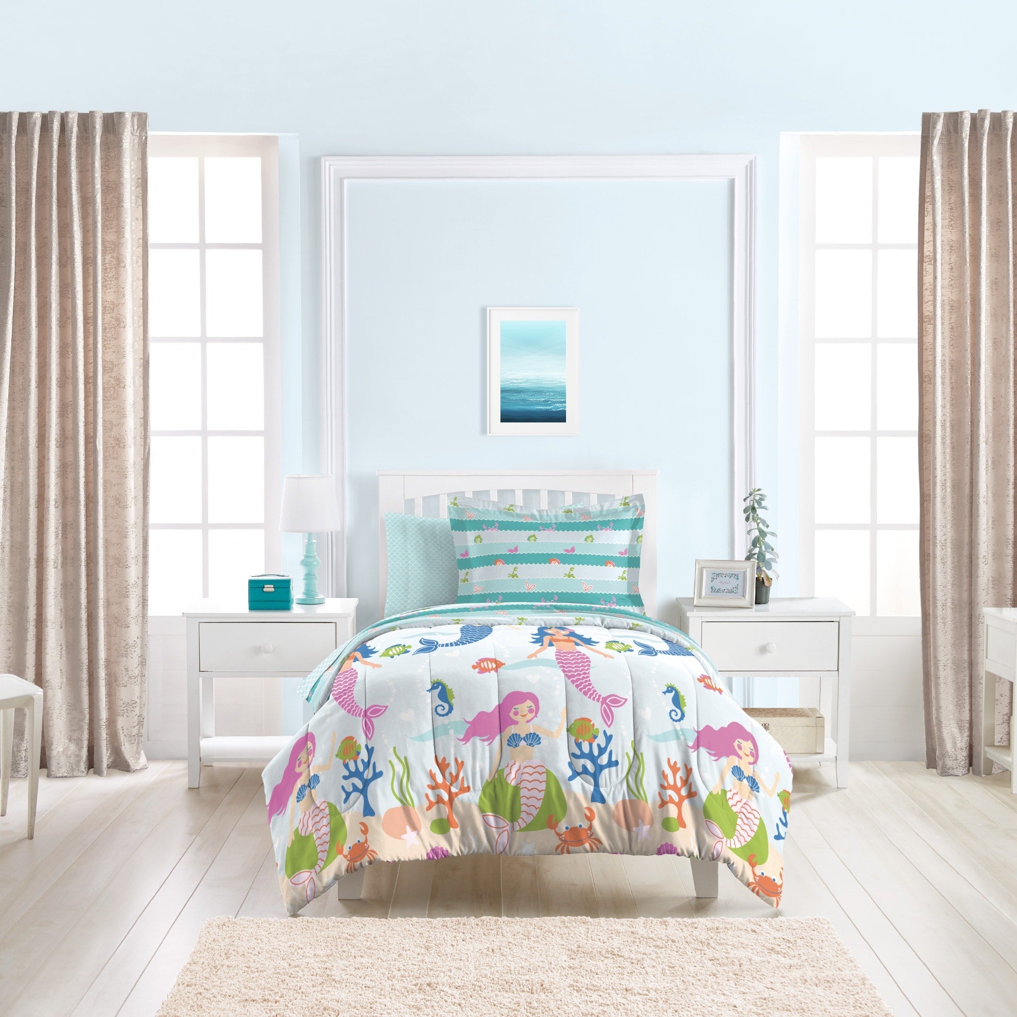 Dream Factory Mermaid Dreams 7 Piece Bed In A Bag With Sheet Set