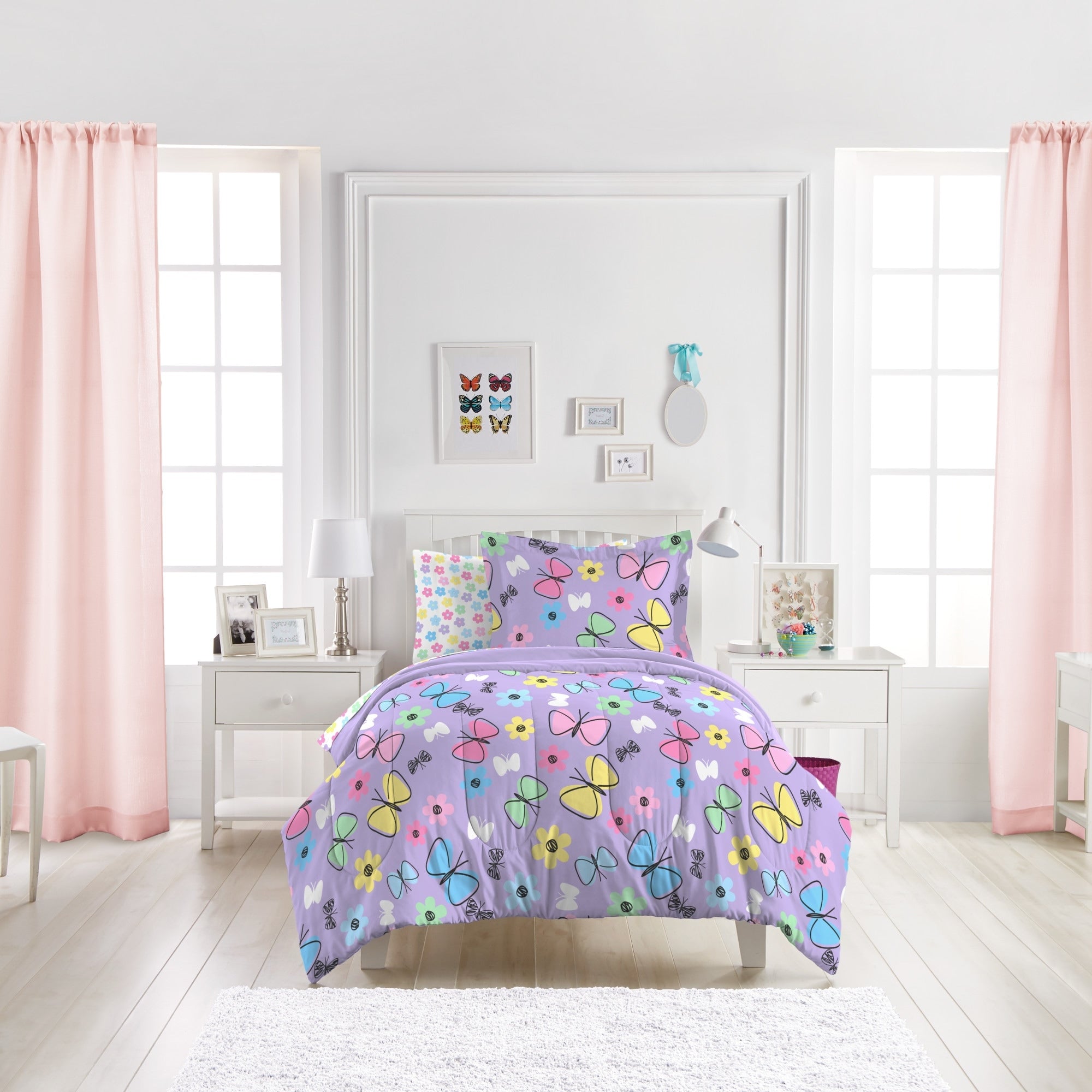 Dream Factory Sweet Butterfly 7 Piece Bed In A Bag With Sheet Set