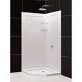 Dreamline 42 In. X 42 In. X 76 3 4 In. H Slimline Neo Angle Shower Base And Qwall 4 Acrylic Backwall Kit Center Drain Base