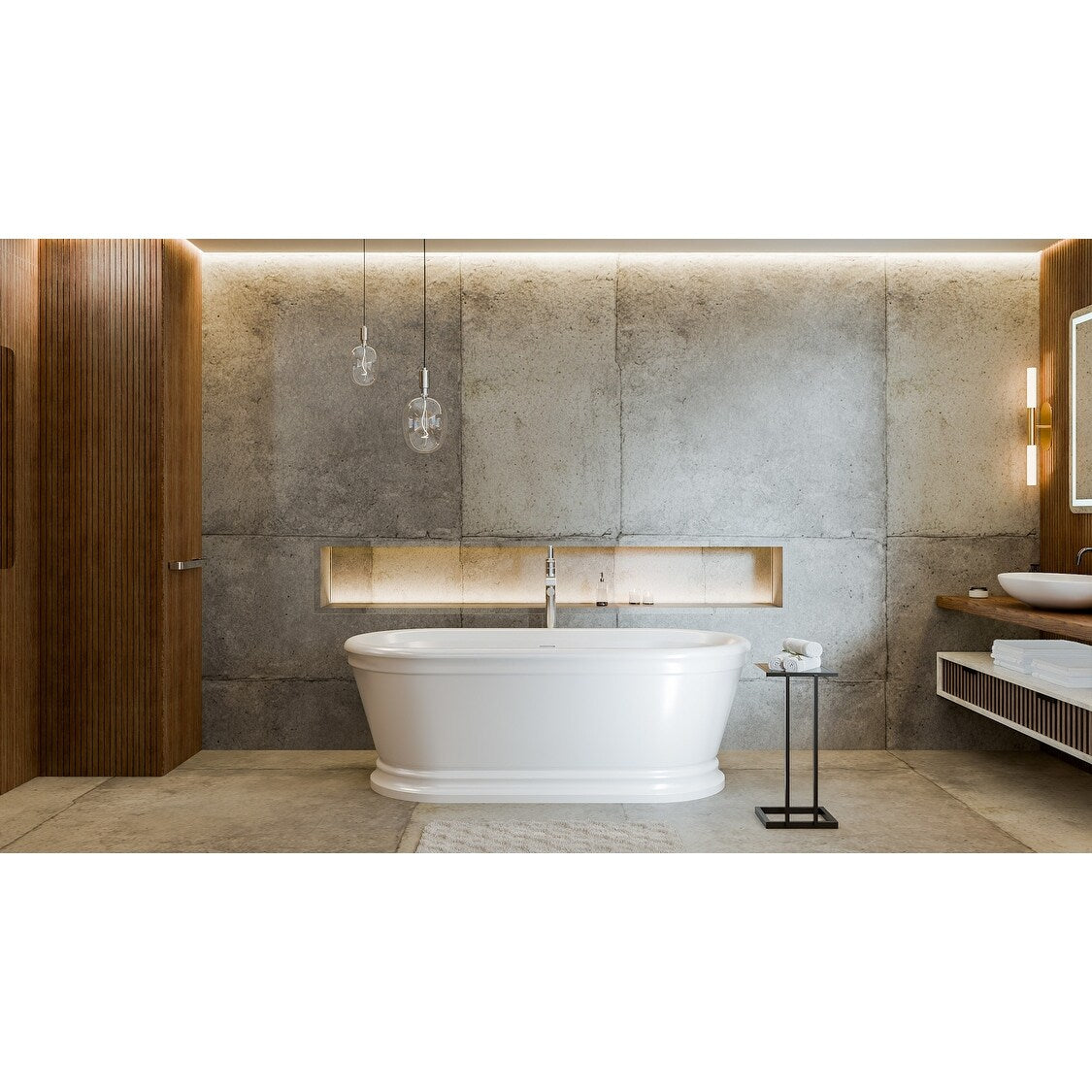 Dreamline Btab6723Xcw Abbey 67 Free Standing Acrylic Soaking Tub With