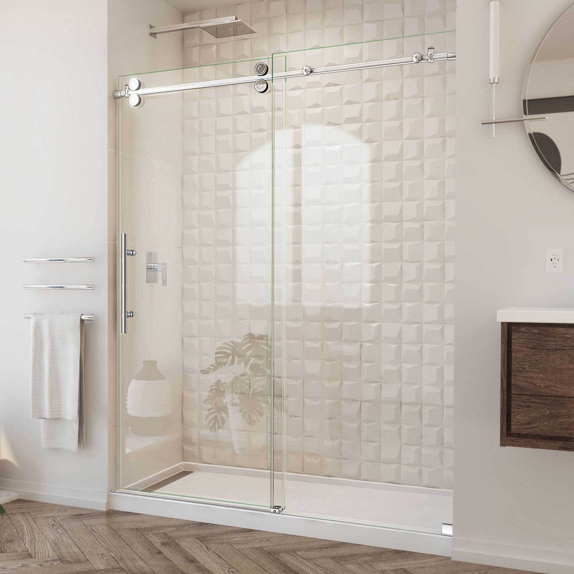 Dreamline Enigma Xo 68 72 In. W X 76 In. H Fully Frameless Sliding Shower Door