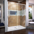 Dreamline Flex 32 In. D X 60 In. W X 74 3 4 In. H Pivot Shower Door And Shower Base Kit 32 X 60