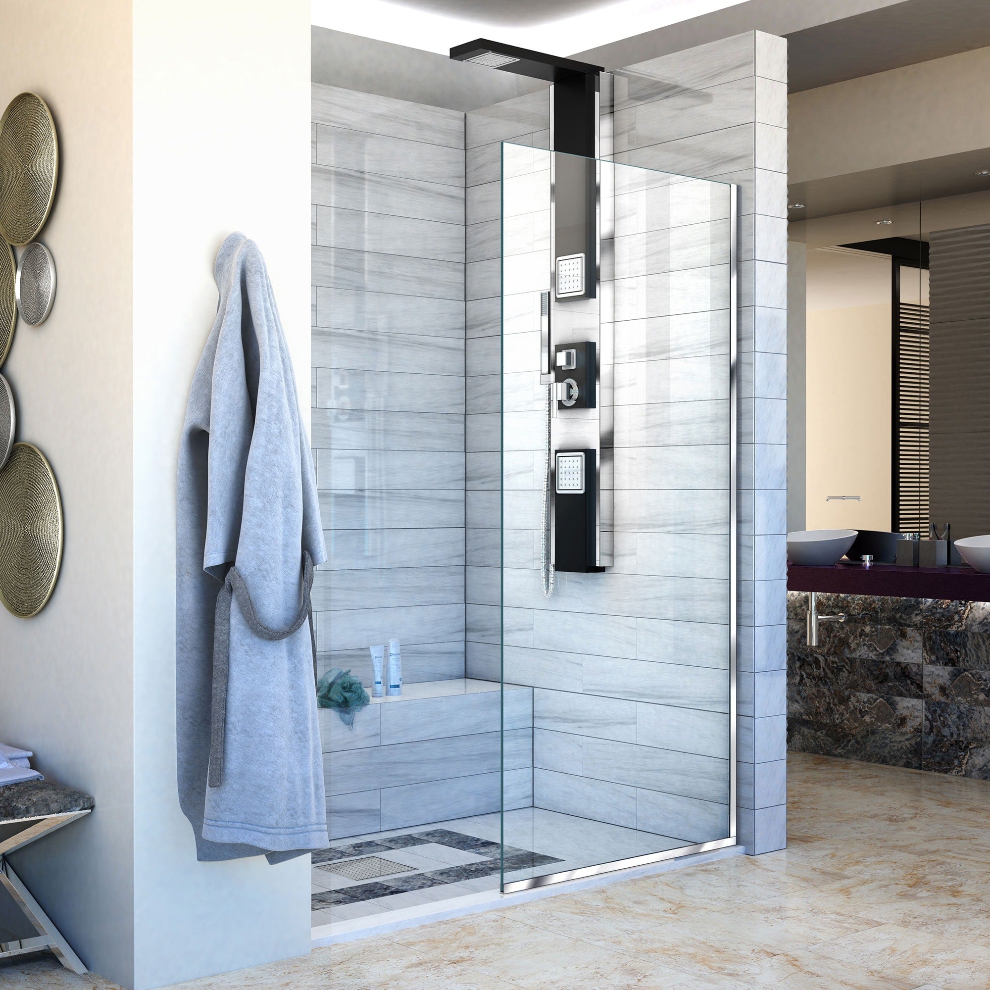 Dreamline Linea Single Panel Frameless Shower Screen 30 In. W X 72 In. H Open Entry Design
