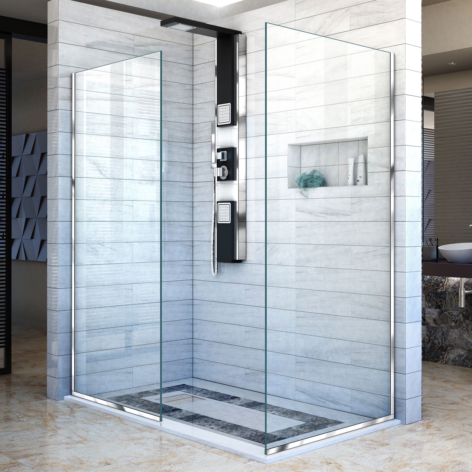 Dreamline Linea Two Individual Shower Screens 34 In. W X 72 In. H Each Open Entry Design 34 X 34