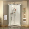 Dreamline Prime 33 In. X 33 In. X 76 3 4 In. H Sliding Shower Enclosure Shower Base And Qwall 4 Acrylic Backwall Kit