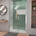 Dreamline Unidoor Ls 47 48 In. W X 72 In. H Frameless Hinged Shower Door With L Bar 47 48 W