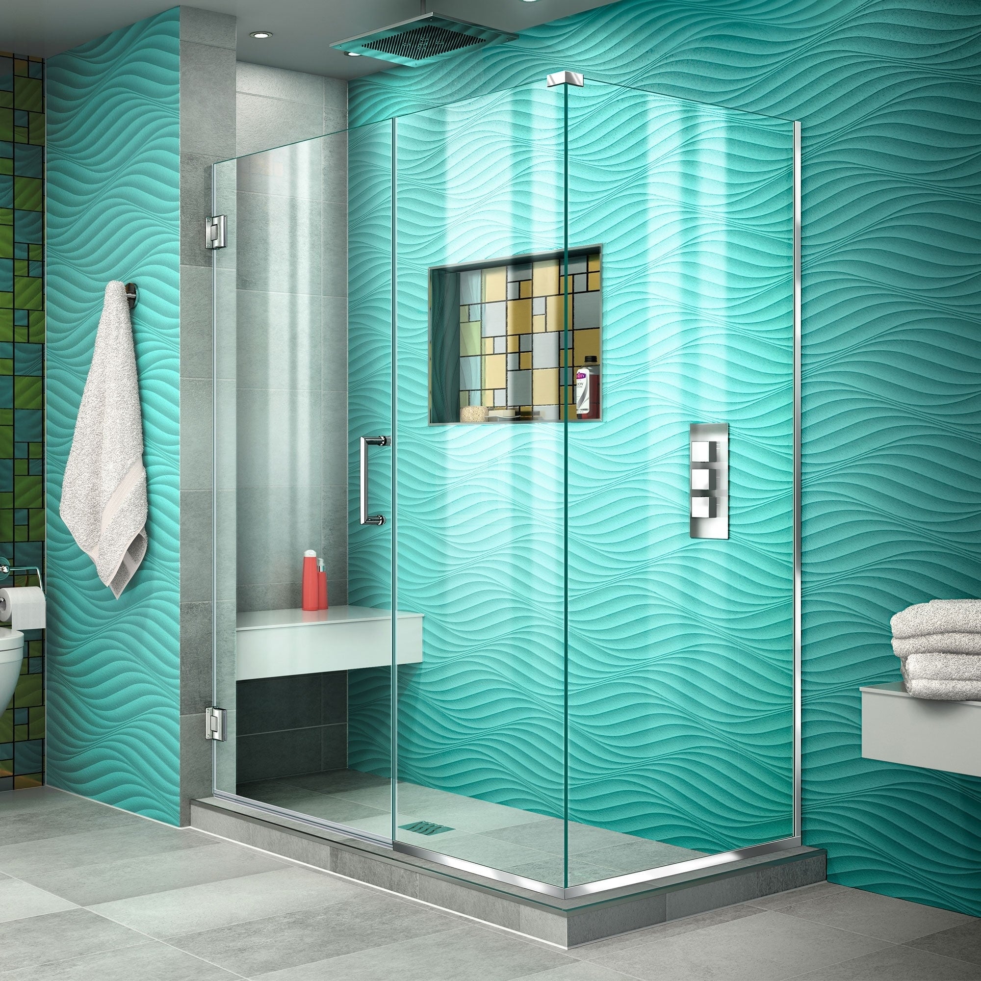 Dreamline Unidoor Plus 51 1 2 In. W X 30 3 8 In. D X 72 In. H Frameless Hinged Shower Enclosure Clear Glass
