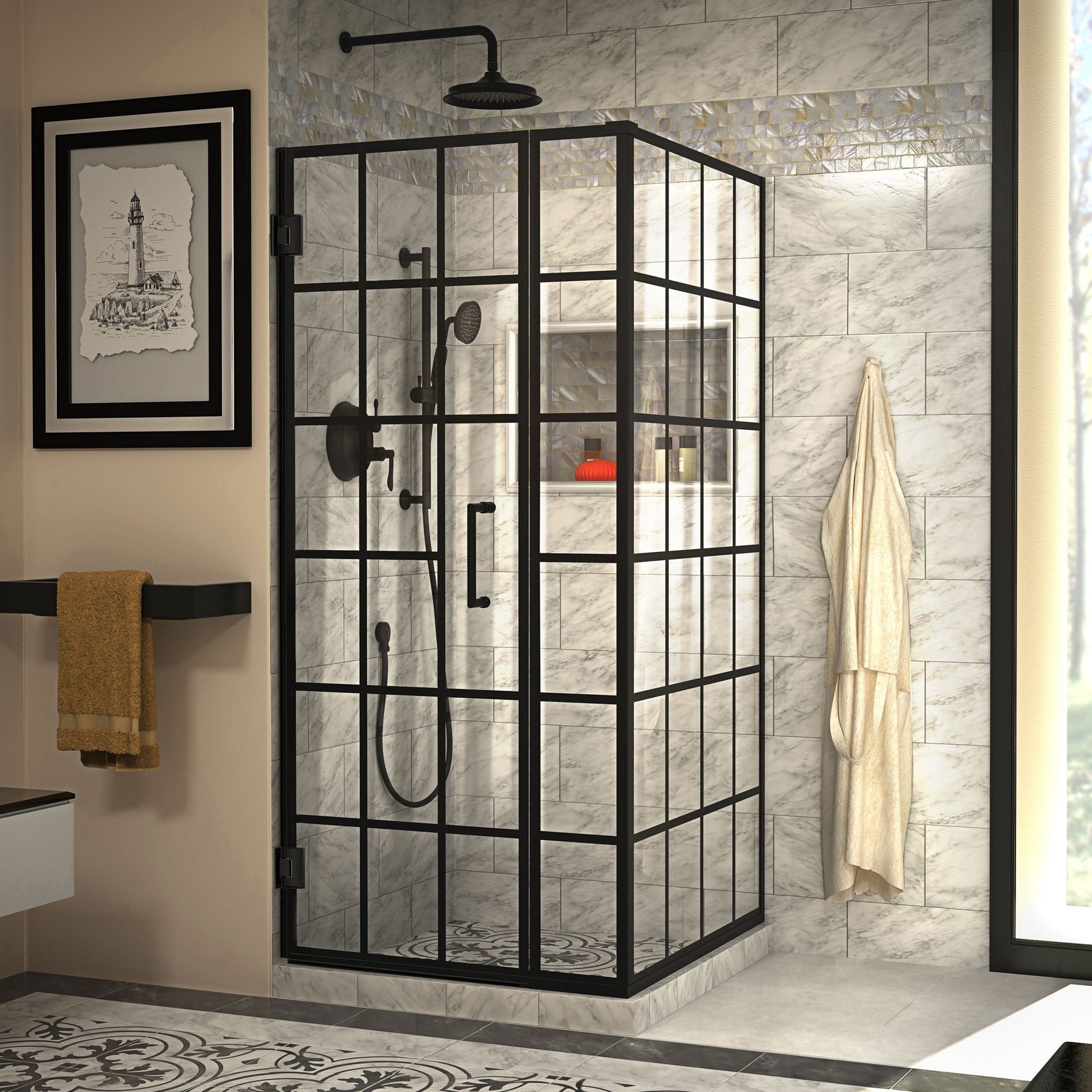 Dreamline Unidoor Toulon 34 In. D X 34 In. W X 72 In. H Frameless Hinged Shower Enclosure