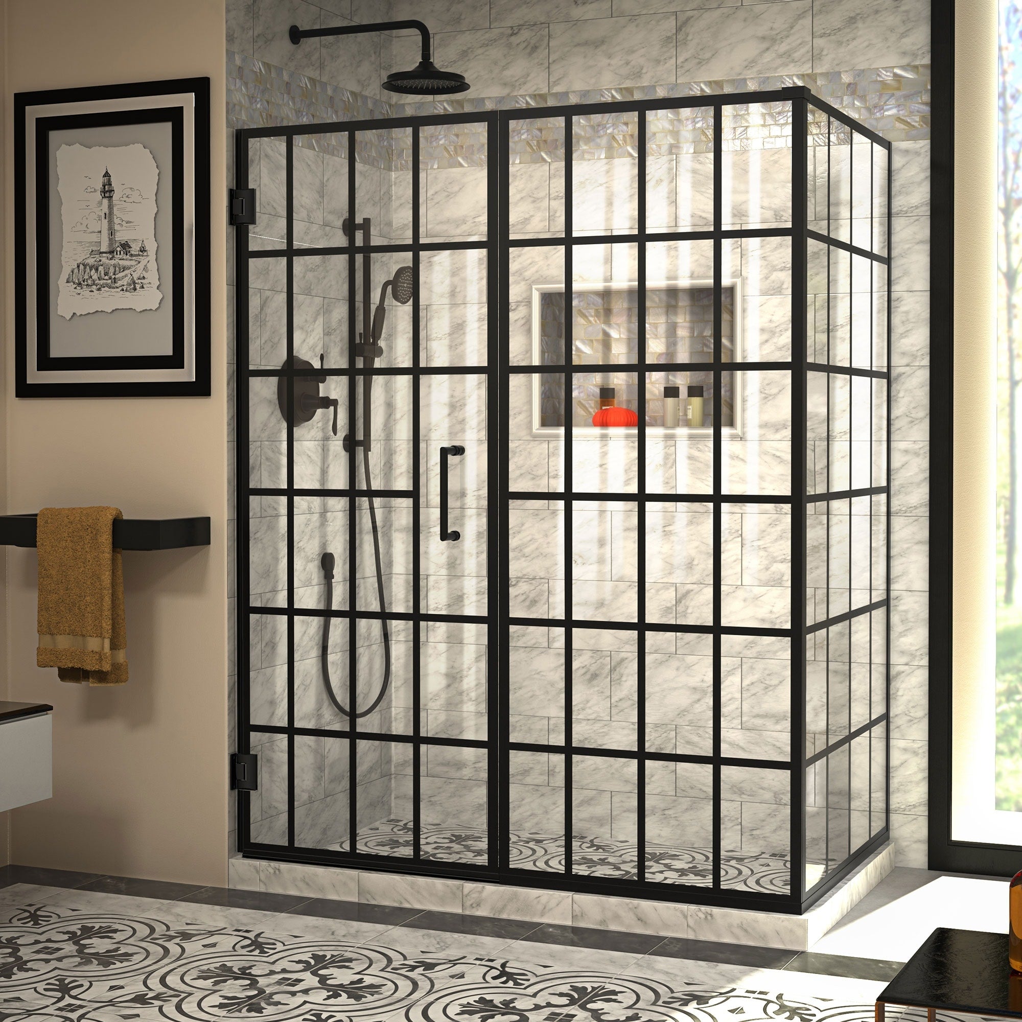 Dreamline Unidoor Toulon 34 In. D X 58 In. W X 72 In. H Frameless Hinged Shower Enclosure