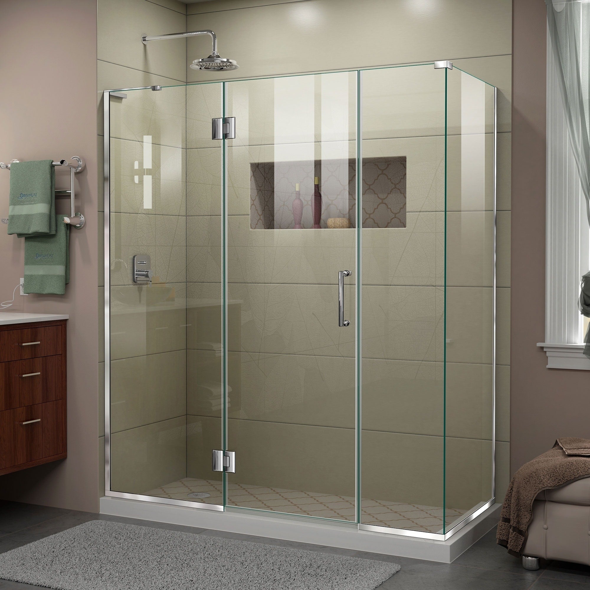 Dreamline Unidoor X 64 In. W X 30 3 8 In. D X 72 In. H Frameless Hinged Shower Enclosure
