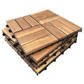 Dreampatio Acacia Interlocking Deck Tiles Pack Of 6 12 Slat Pattern 11.8 X 11.8 X 0.94
