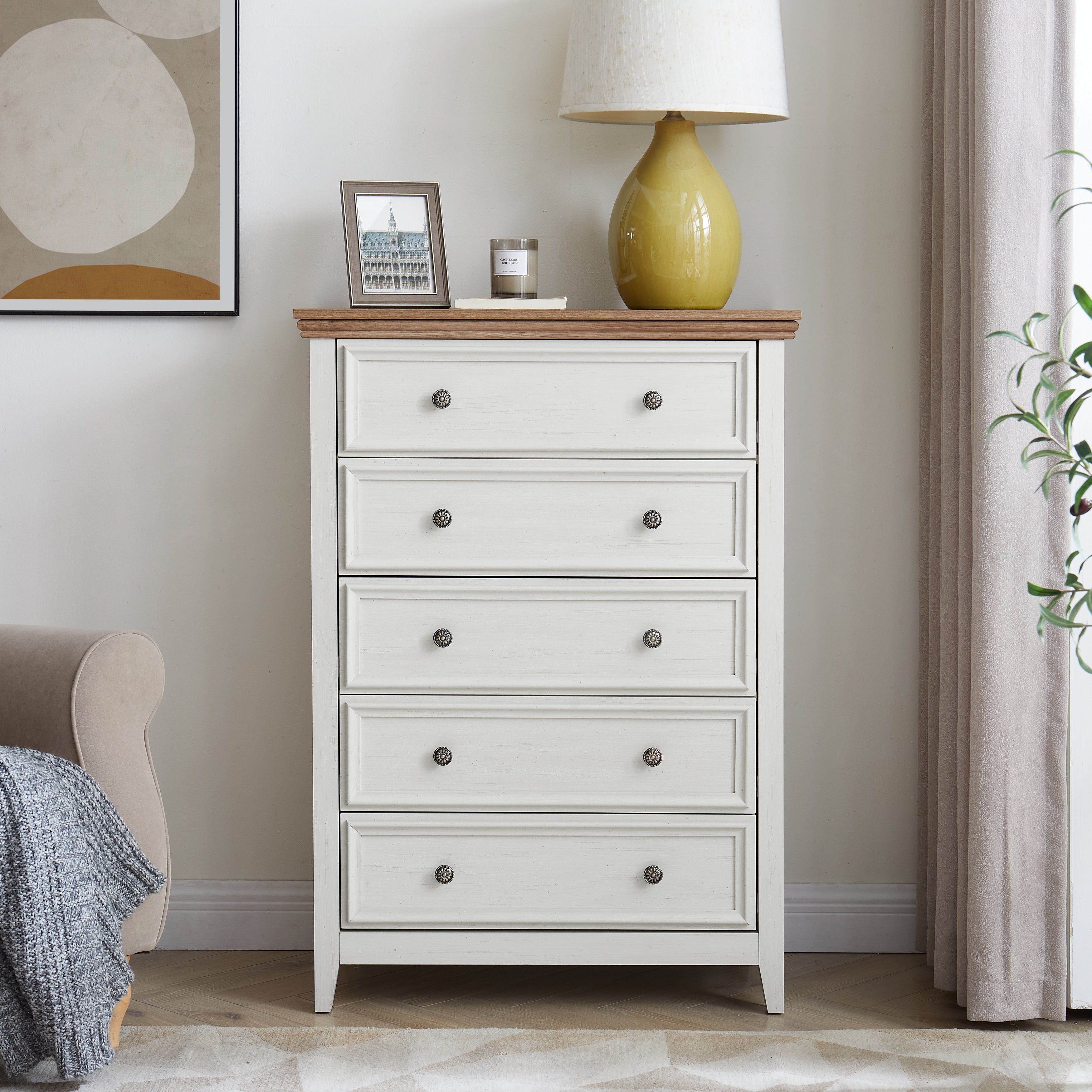 Dresser Clothes Storage Cabinet With 5 Drawers Chest Of Drawers Closet Organizers Side Cabinet Accent Cabinet