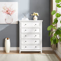 Dresser Clothes Storage Cabinet With 5 Drawers Chest Of Drawers White Closet Organizers Side Cabinet Accent Cabinet