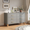 Dresser Storage Cabinet With Metal Handles Gray Chest Of Drawers Side Cabinet Hallway Cabinet With 6 Drawers