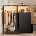 Dresser For Bedroom With Hanging Closet 3 Drawers Dresser With Led Lights Charging Station