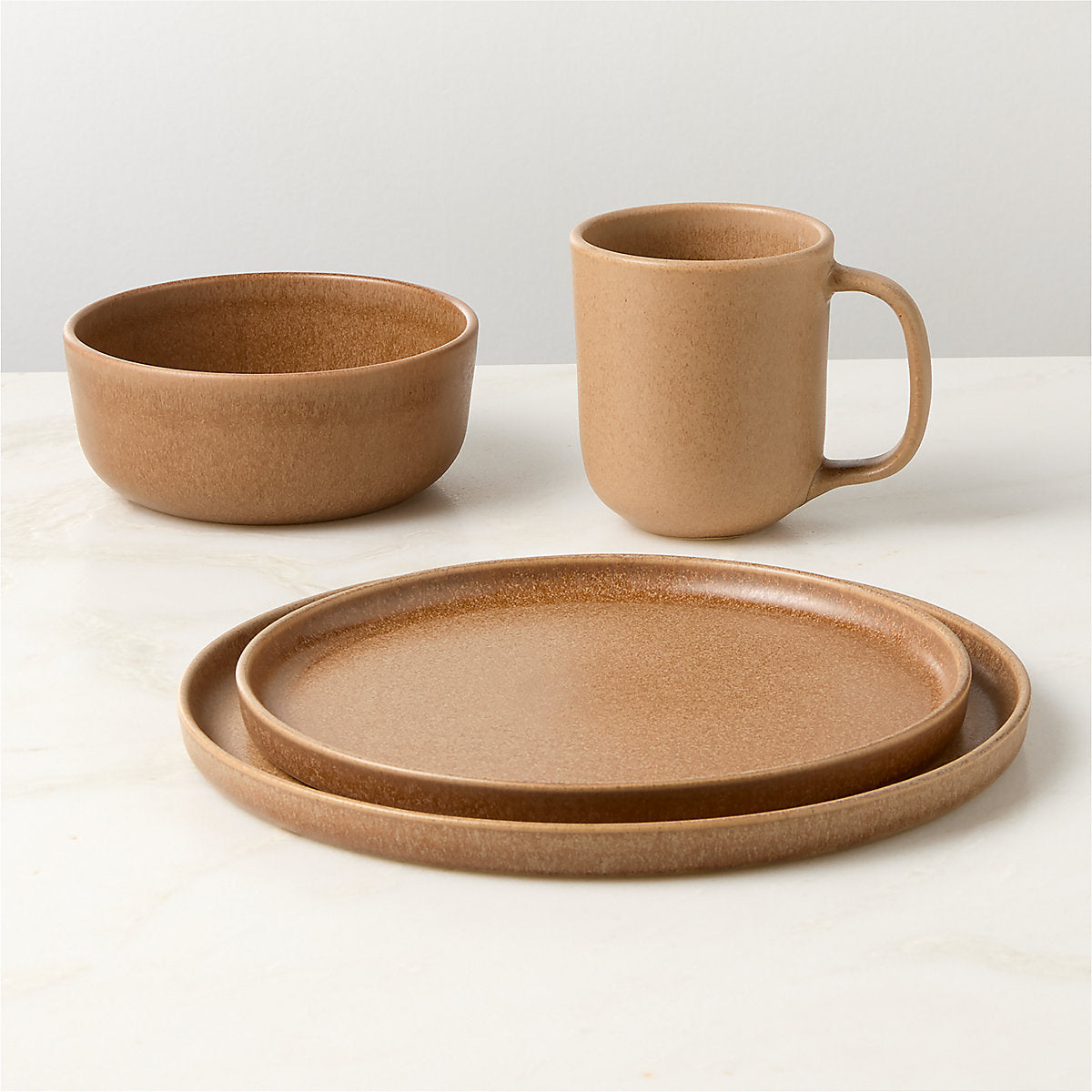 Drift Tan Pasta Bowls with Reactive Glaze Set of 6