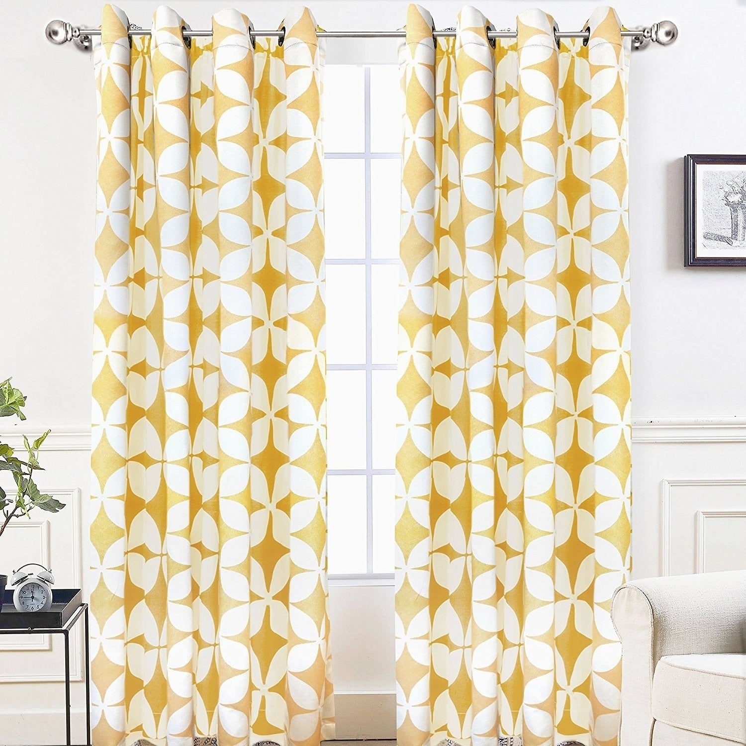 Driftaway Amelia Geo Thermal Insulated Blackout Grommet Window Curtain Panel Pair 52 Width X 84 Length