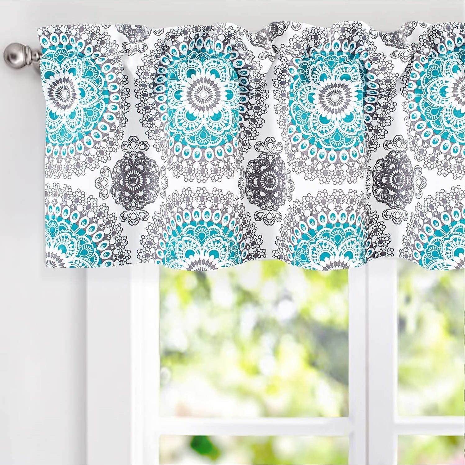 Driftaway Bella Medallion Pattern Room Darkening Rod Pocket Window Curtain Valance 52 Width X 14 Length