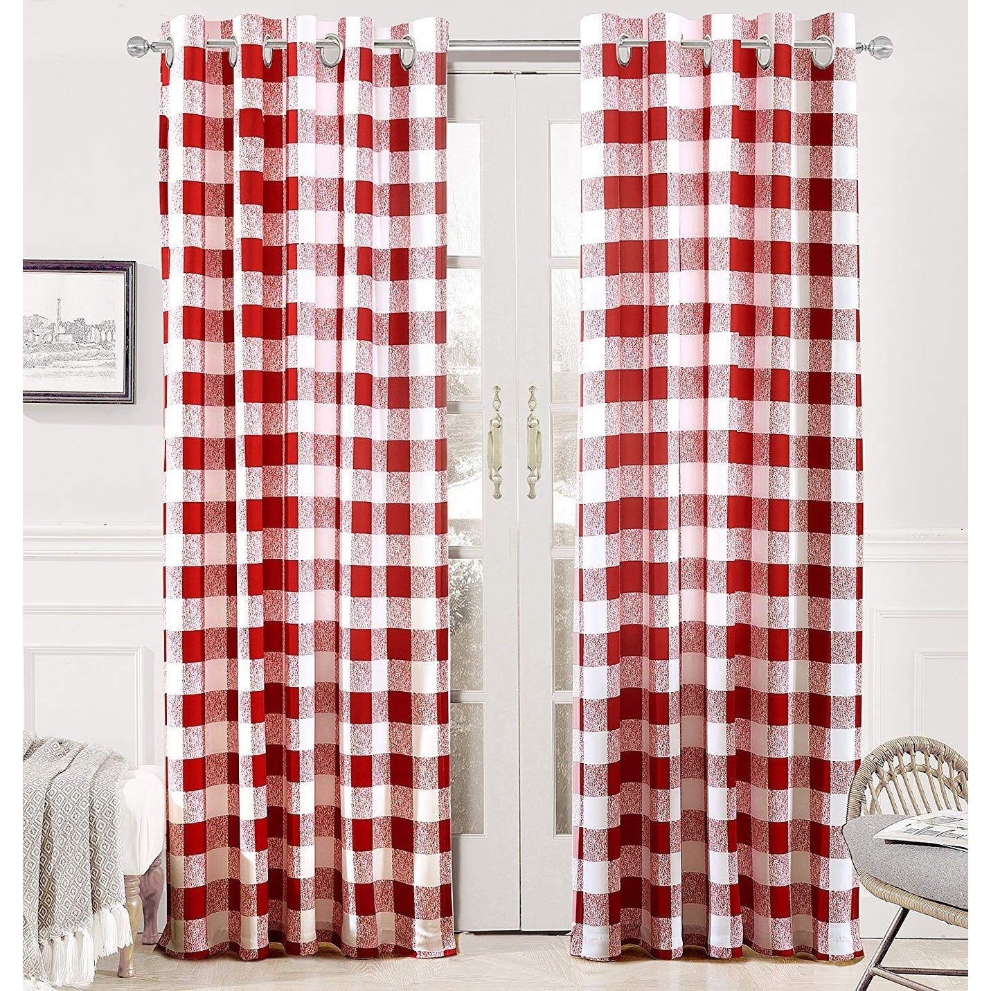 Driftaway Buffalo Checker Pattern Plaid Lined Blackout Room Darkening Window Curtains 52 Width X 84 Length