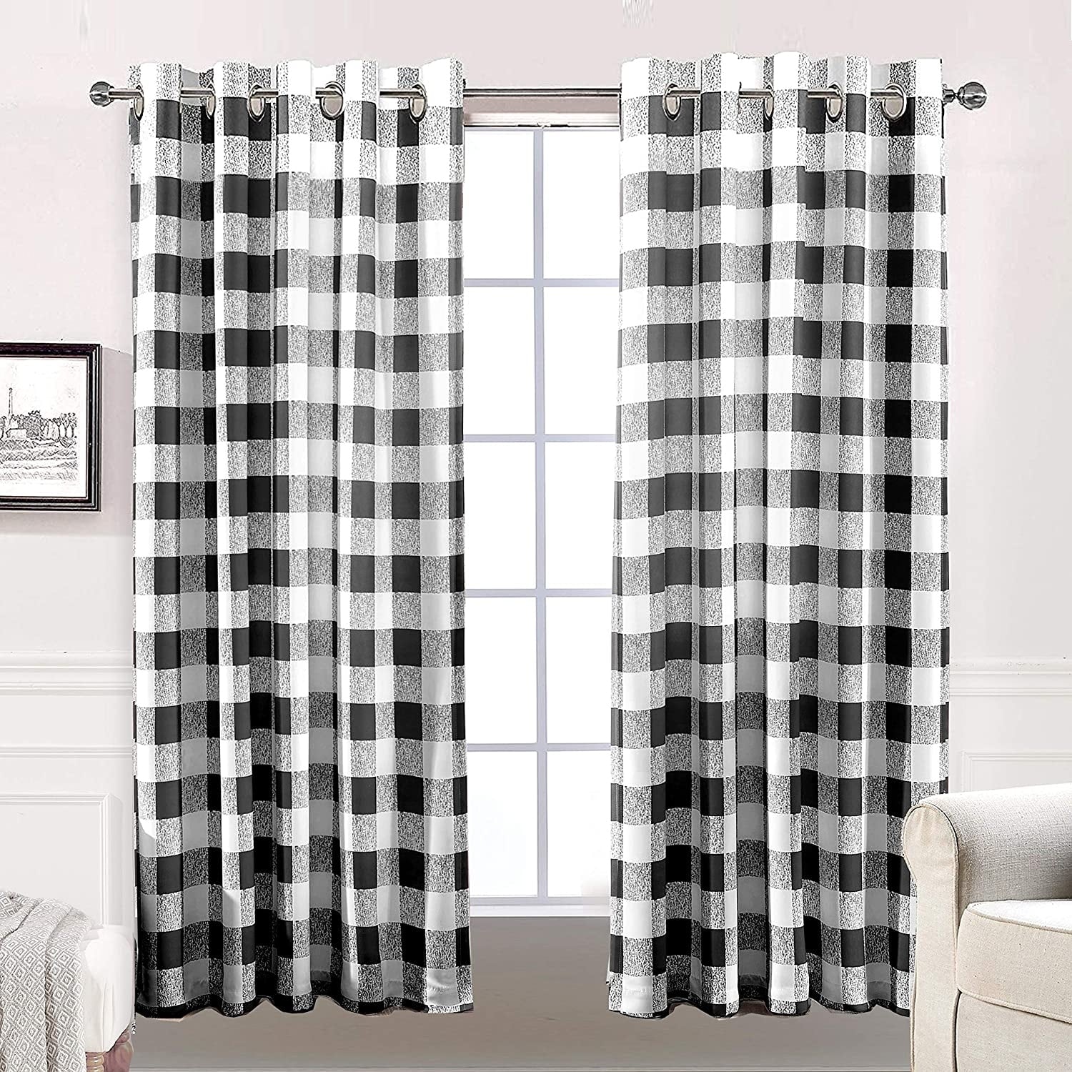 Driftaway Buffalo Checker Plaid Pattern Room Darkening Window Curtain Panel Pair