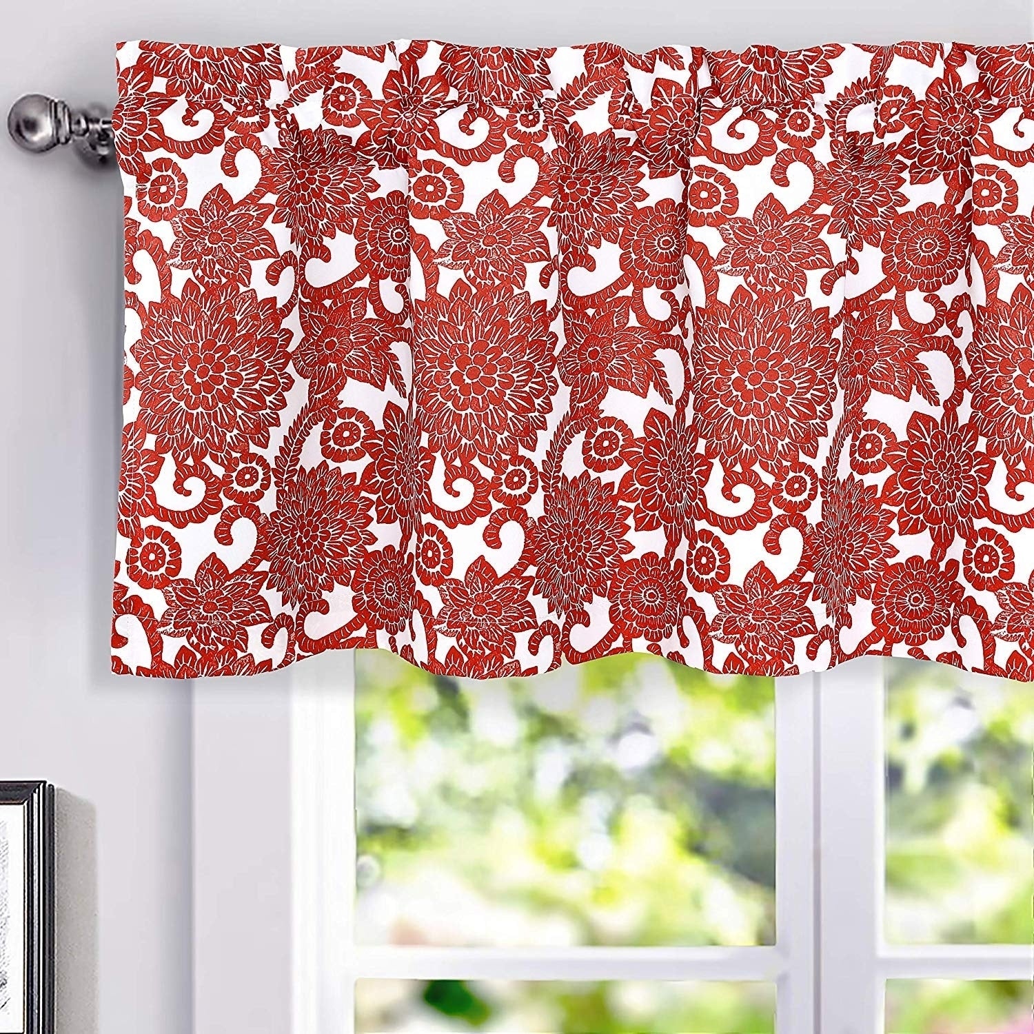 Driftaway Daisy Watercolor Blooming Flower Floral Lined Thermal Insulated Energy Saving Window Curtain Valance 52 X 18